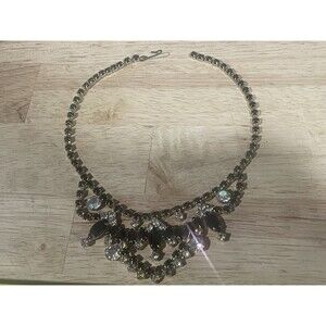 VTG Black Glass Stones And Aurora Borealis Stones, Statement Piece, Granny Core